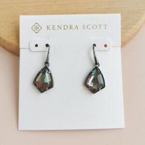 Kendra Scott Cory Light Gray Dichroic Glass Drop Earrings in Gunmetal